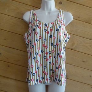 Sleep Sense Anchor Nautical Summer Marine Rope Sleeveless Tank Top 100% Cotton S
